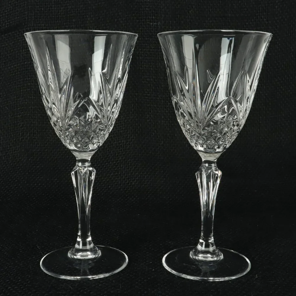 Vintage Wine Glass Salzburg by CRISTAL DE FLANDRE Set of Two